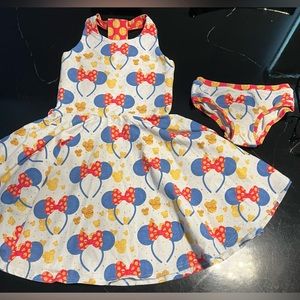 Disney: Two Little E’s custom Minnie Ears Dress. Size 6/8.
